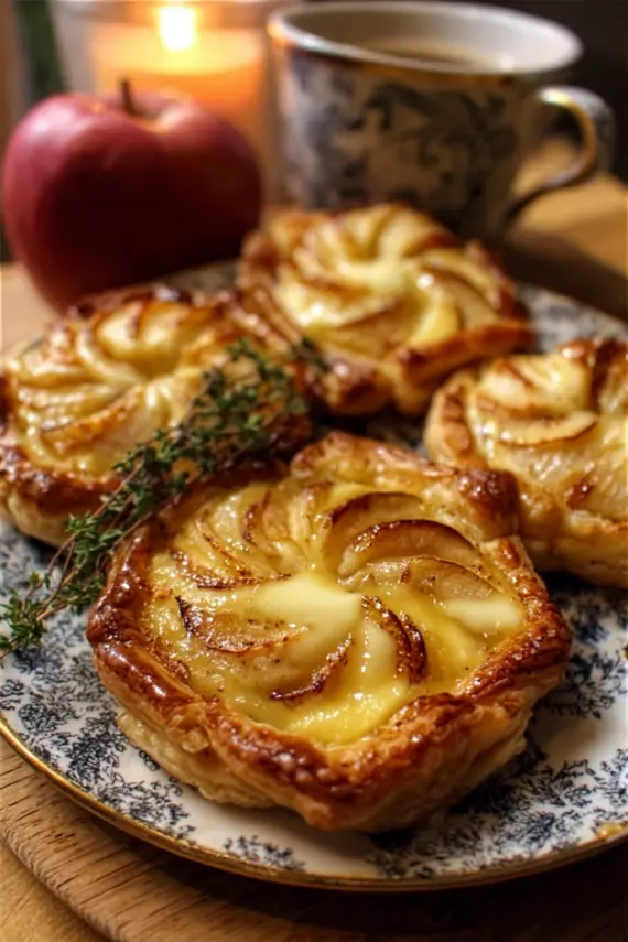 Gluten Free Apple Brie Tarts freshly baked in a muffin tin