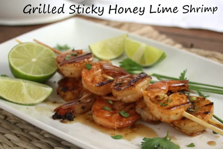 grilled sticky honey lime shrimp