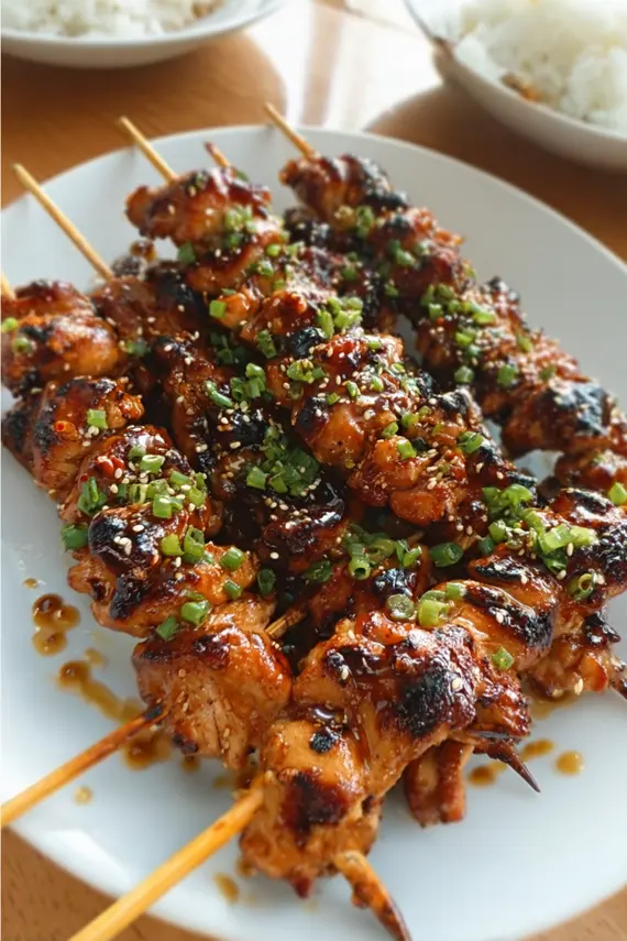 Delicious honey garlic chicken skewers fresh off the grill