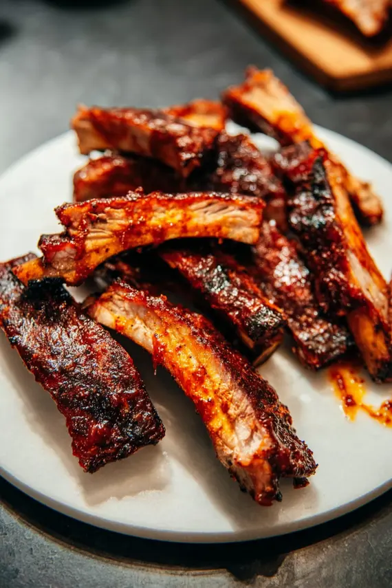 Smoky BBQ Instant Pot Ribs on a serving platter with sauce
