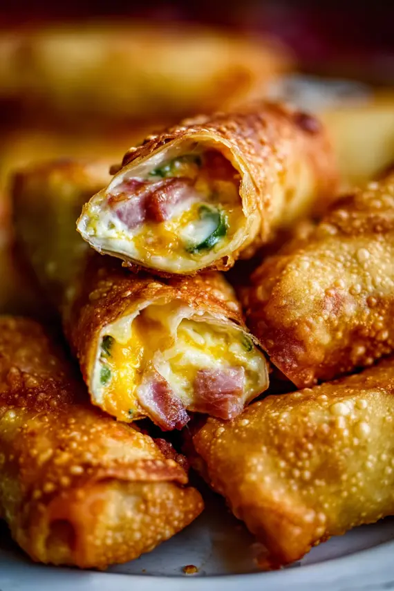 Jalapeño Popper Egg Rolls freshly fried and ready to serve