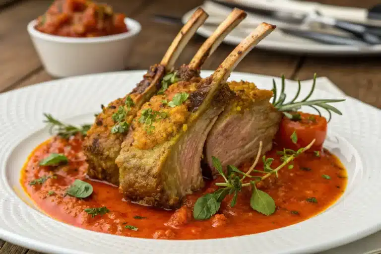 Lamb Rack with Coconut Tomato Sauce
