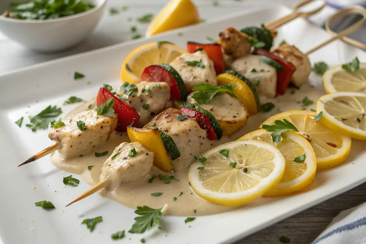 Lemon Tahini Chicken Kebabs