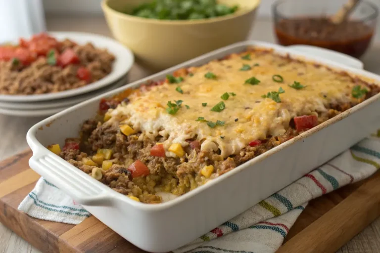 mexican cheesy ground beef rice casserole dinner idea