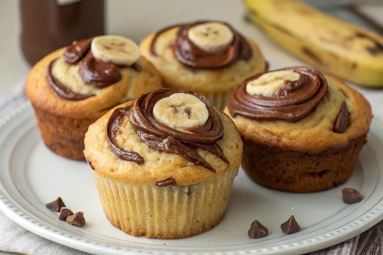 nutella swirled banana muffins