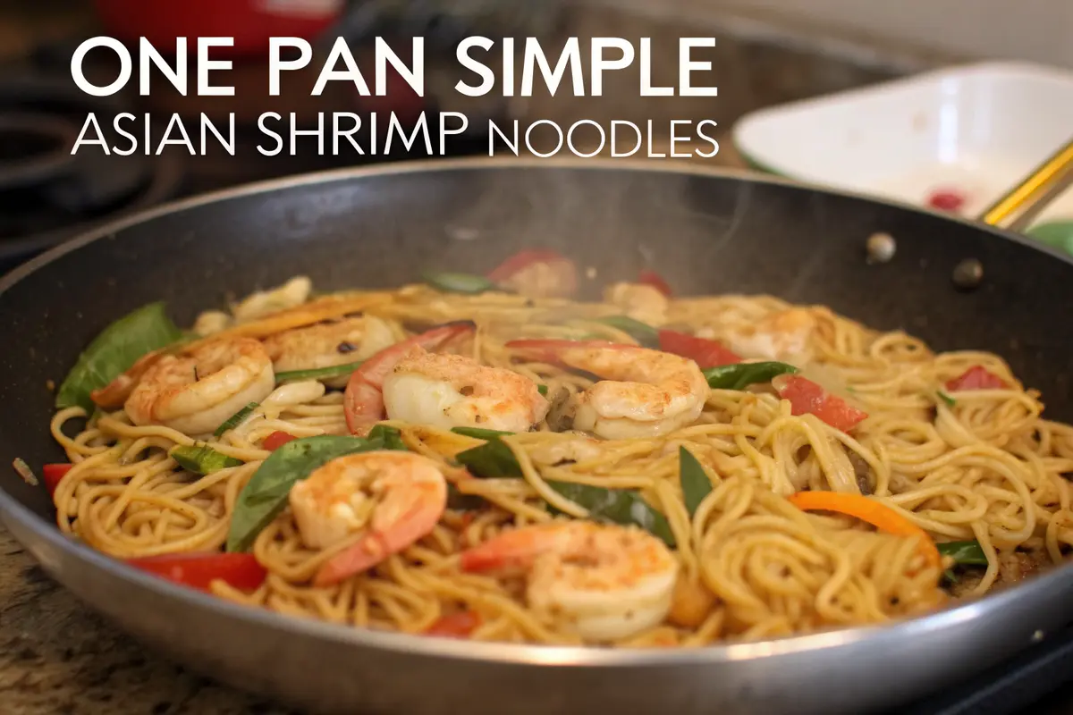 one pan simple asian shrimp noodles