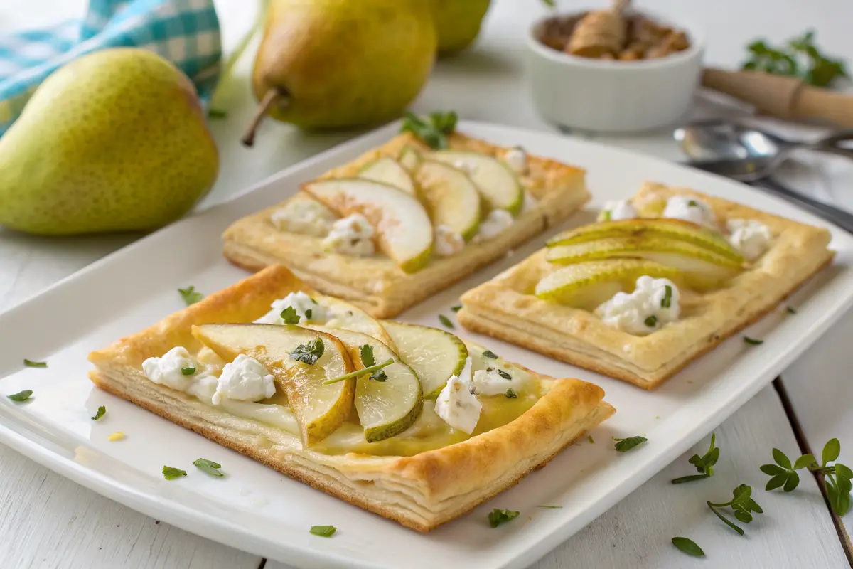 Pear Goat Cheese Puff Pastry Tarts