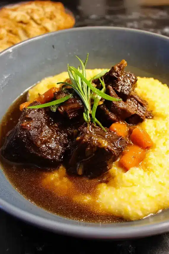 Creamy polenta served as a side dish