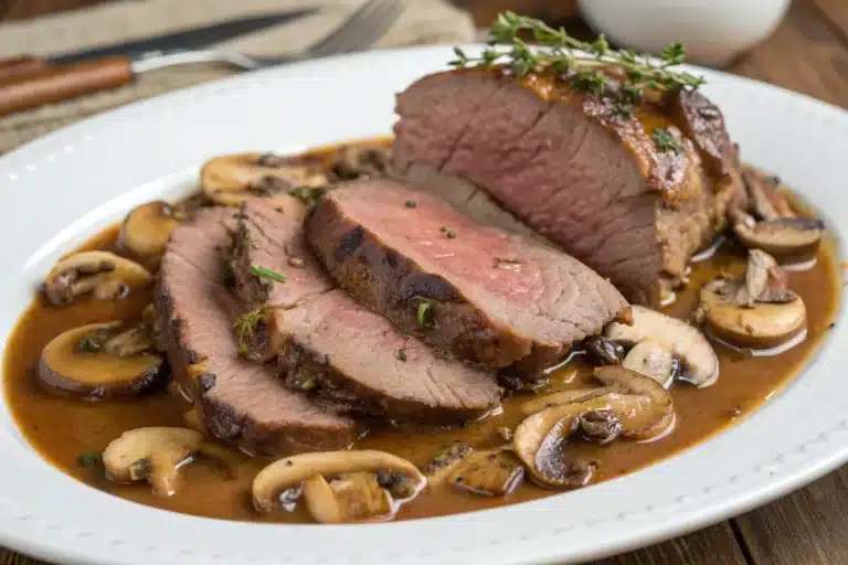 Slow Cooker Beef Roast with Mushroom Gravy