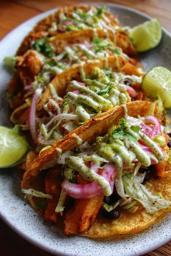 Potato bean street tacos served with various toppings and sides
