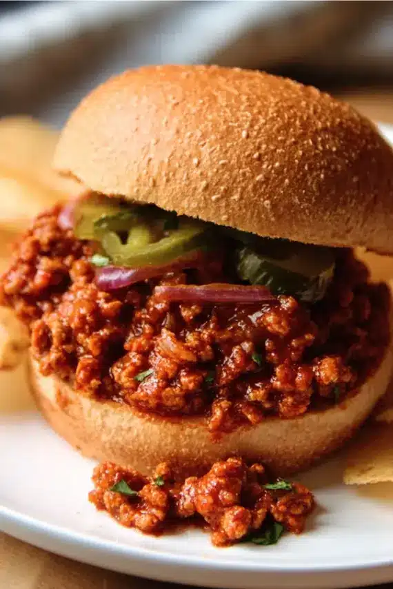 Healthier sloppy joes turkey recipe served on whole wheat buns