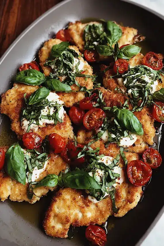 Golden Italian basil chicken cutlets with vibrant green pesto