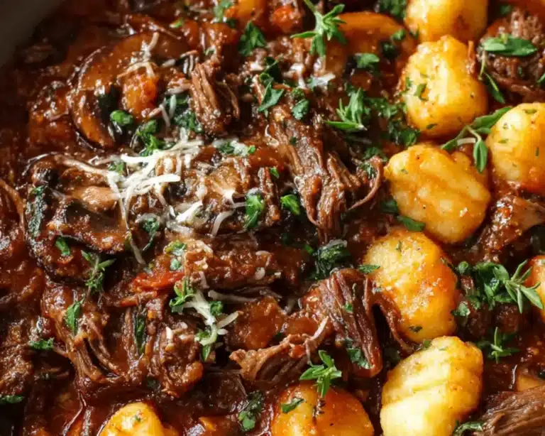 beef ragu gnocchi mushrooms
