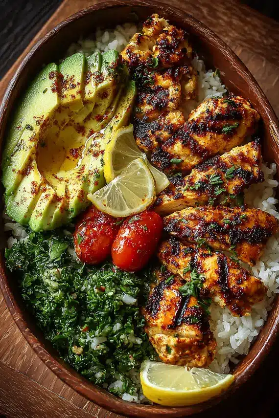 Close-up view of perfectly grilled lemon chili chicken with bright citrus notes