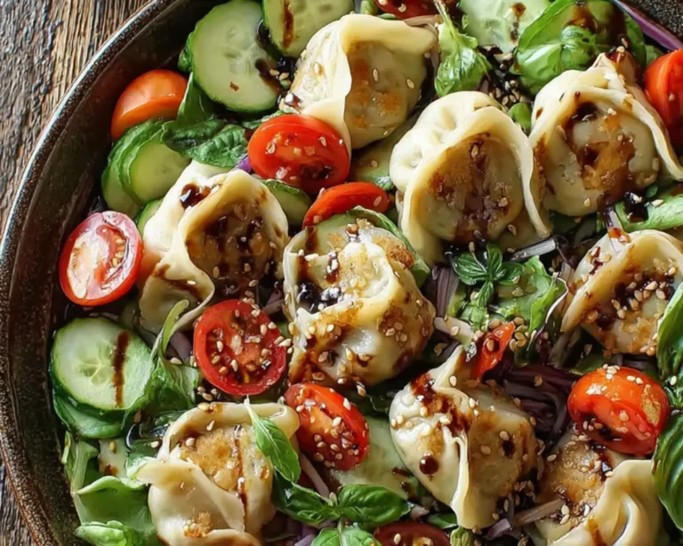 dumpling salad basil balsamic dressing