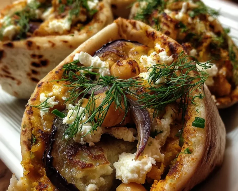 eggplant mash wraps chickpea feta
