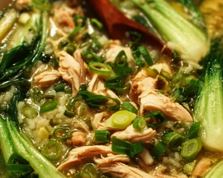 ginger chicken rice soup bok choy