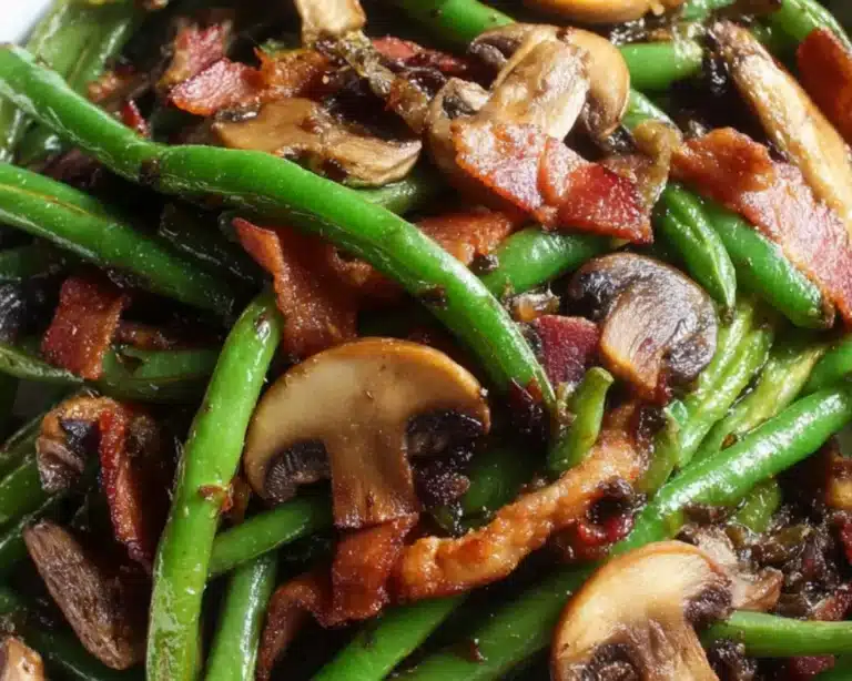 green beans bacon mushrooms