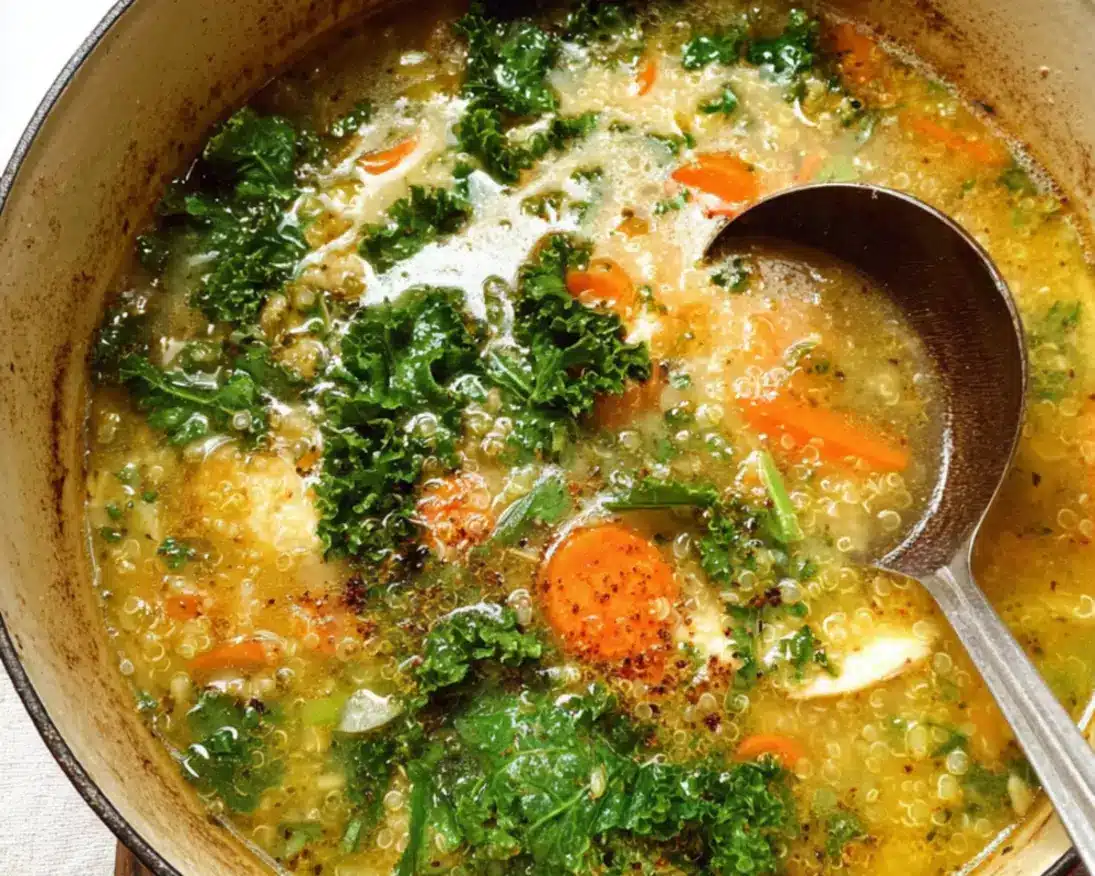 green chicken quinoa soup