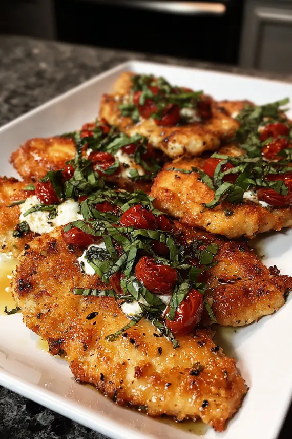 Italian basil chicken cutlets served with pasta and fresh vegetables