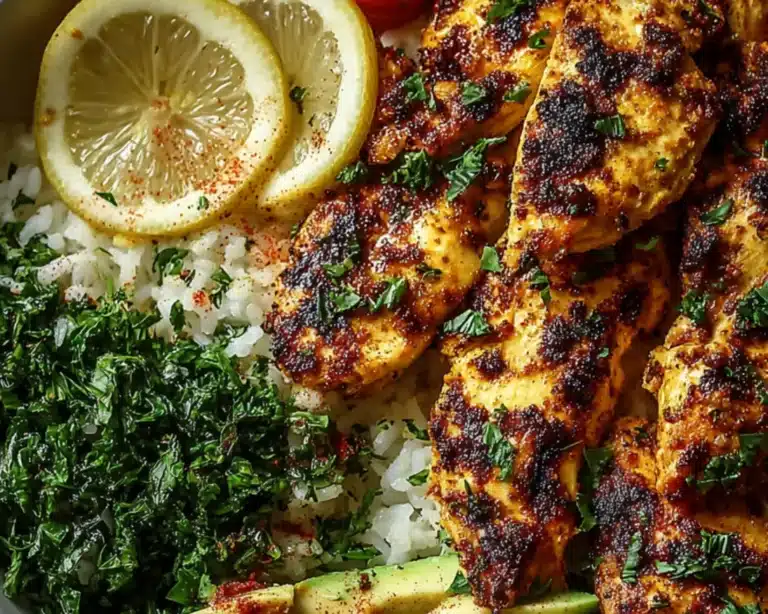 lemon chili grilled chicken bowls