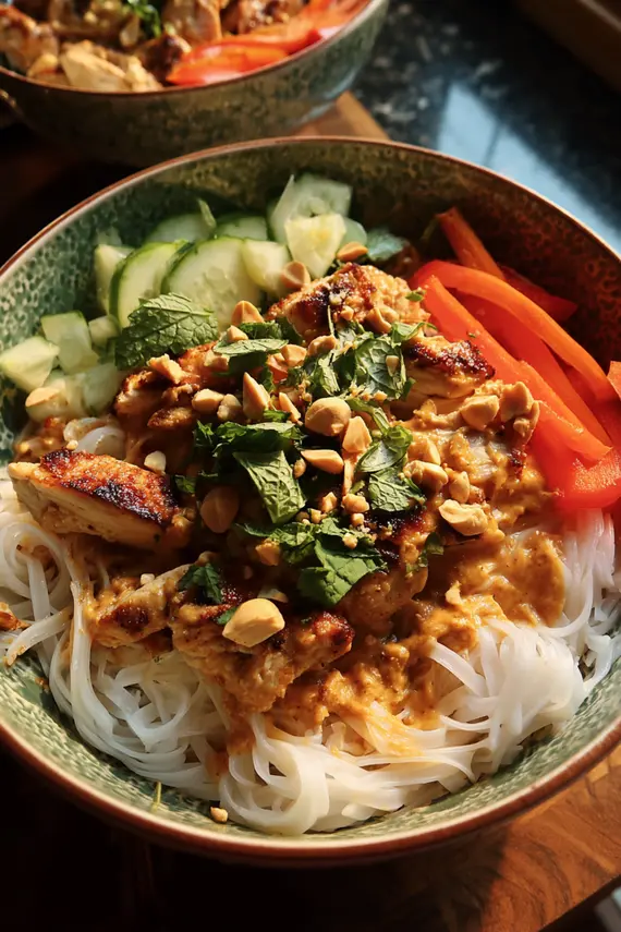Thai Peanut Sauce in a bowl with a spoon