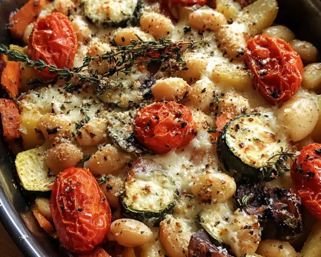 roasted vegetable cannellini bean bake