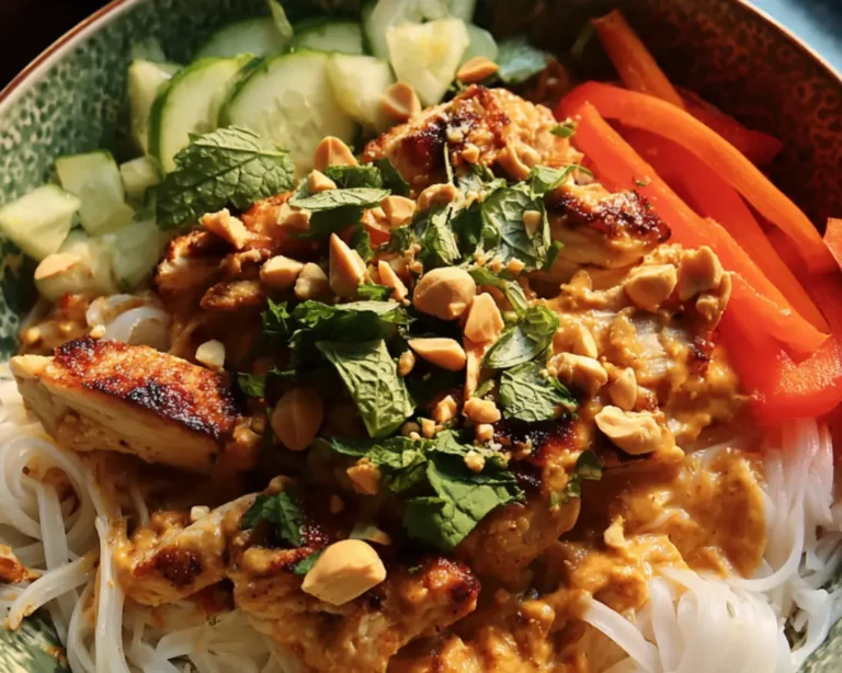 thai peanut chicken noodle bowls