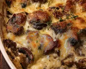 bacon portobello mushroom gratin