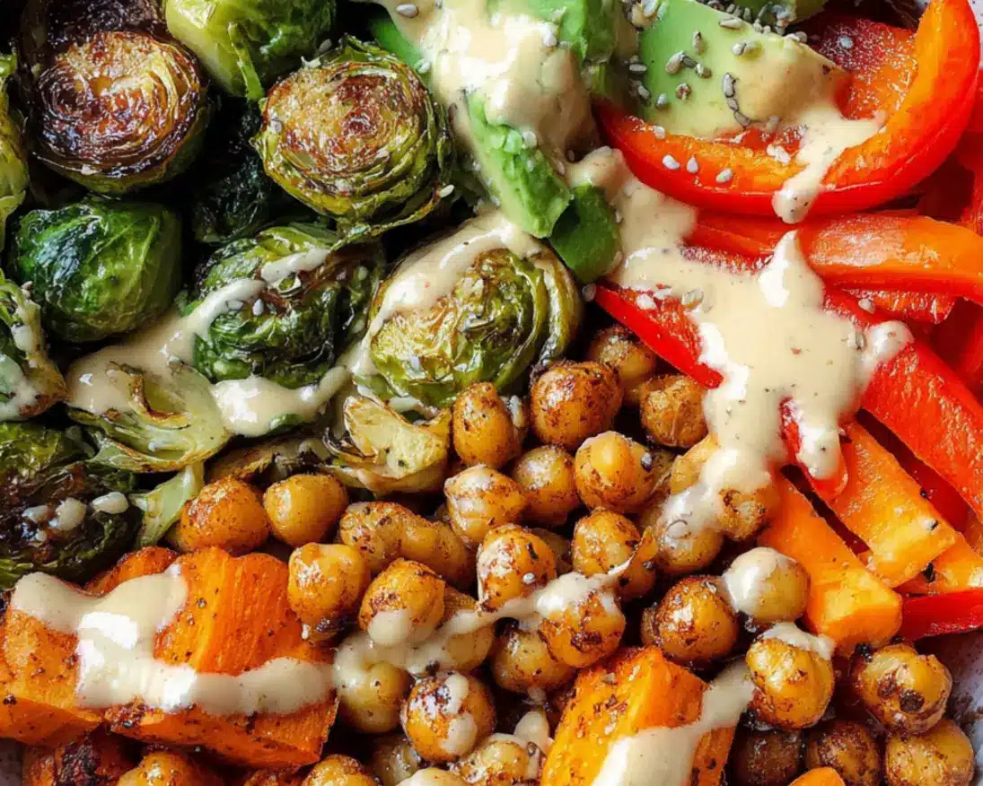 chickpea veggie bowls tahini dressing