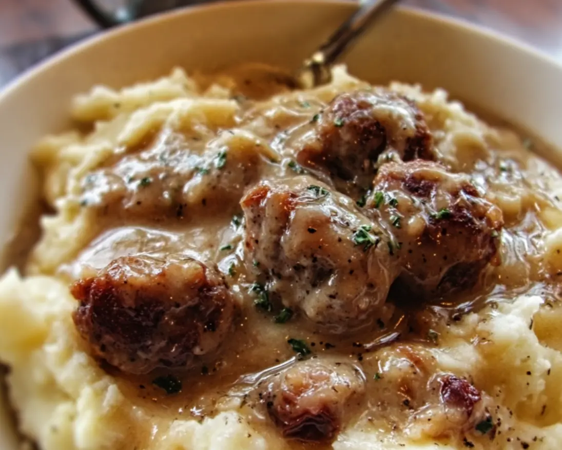 garlic mashed potatoes sausage gravy