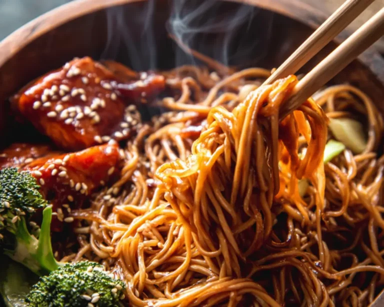 honey sesame salmon noodles