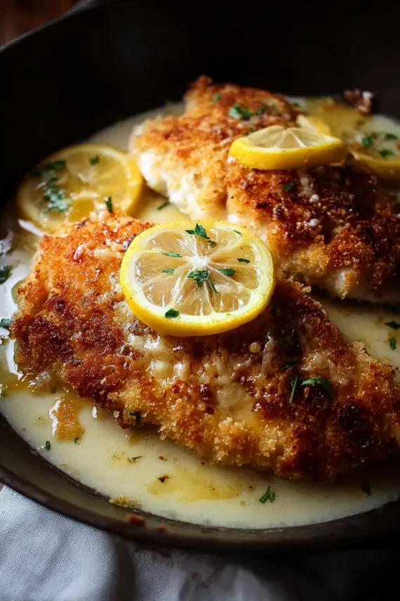 Lemon pecorino crispy chicken served with a side salad and roasted vegetables